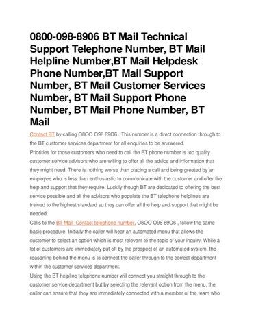 0800 098 8906 Bt Mail Technical Helpline Phone Number Bt Mail