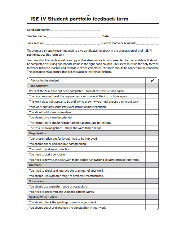 10 Student Feedback Forms Sample Templates