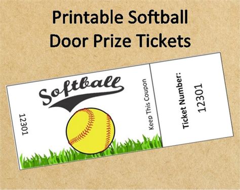 100 Numbered Ticketsinstant Download Softball Door Prize Or Raffle