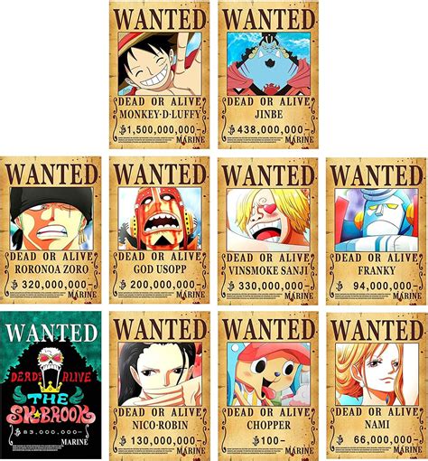 10Pcs New Edition One Piece Pirates Wanted Posters 16 5X11 5 Inches