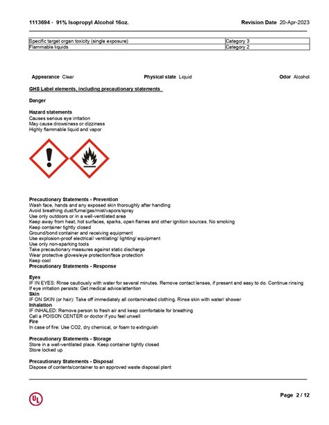 12 Isopropyl Alcohol Sds Facts For Safety