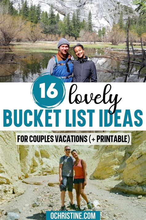 16 Lovely Bucket List Ideas For Couples Vacations Printable Checklist