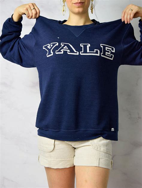 1970S Distressed Yale Sweatshirt In Navy Blue Size Large Xl Etsy