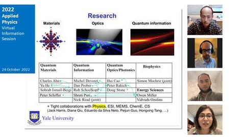 2022 Yale Applied Physics Graduate Studies Program Info Session I Ap