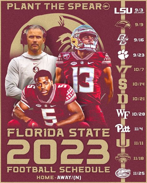 2023 Fsu Football Schedule Breakdown Plant The Spear