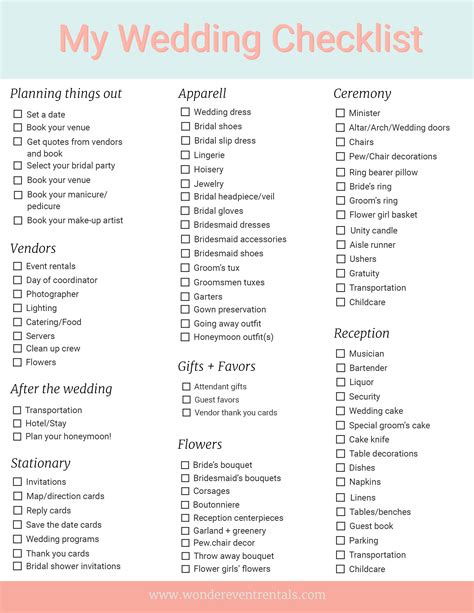 2024 Wedding Planning Checklist With Printable Timeline To Do List