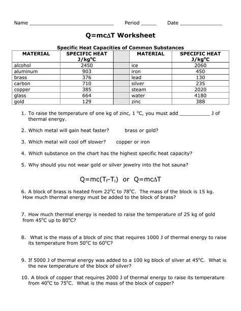 33 Thermal Energy Temperature And Heat Worksheet Answers Support