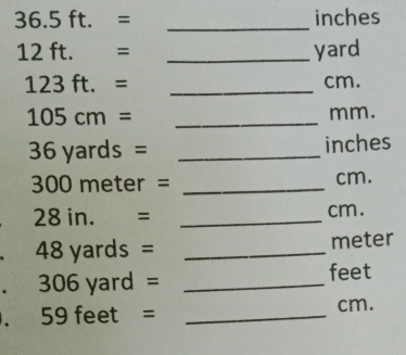 5.5 Ft To Inches