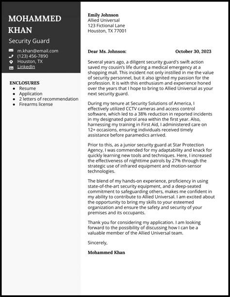 5 Security Guard Cover Letter Examples