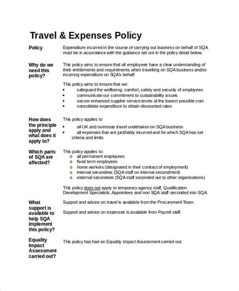 8 Travel And Expense Policy Pdf Free Premium Templates