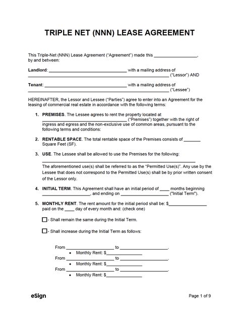 8 Triple Net Lease Form Templates To Download Sample Templates