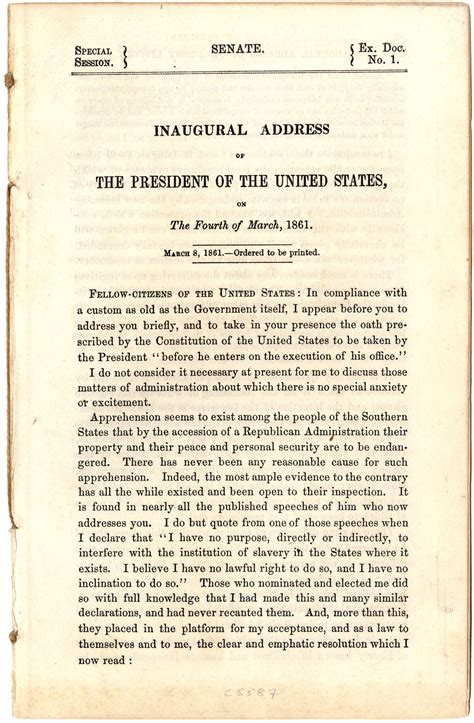 Abraham Lincoln S First Inaugural Address