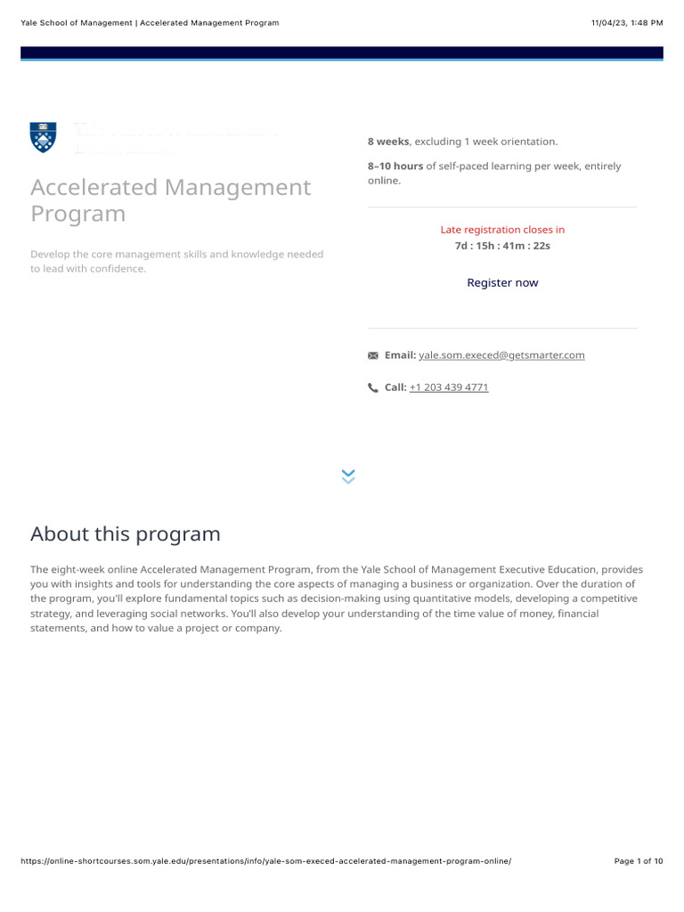 Accelerated Management Online Program Yale School Of Management