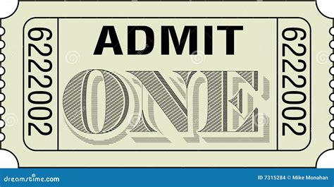 Admit One Ticket Stock Images Image 7315284