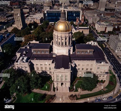 Aerial Of The Georgia State Capitol Building In Atlanta Georgia He