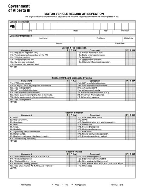 Alberta Auto Safety Inspection Checklist