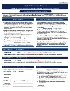 Alberta Birth Certificate Application