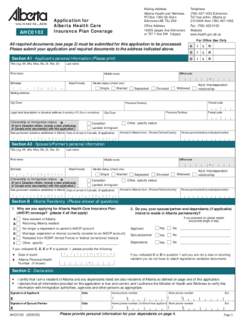 Alberta Health Care Insurance Plan Application Form Planforms Net