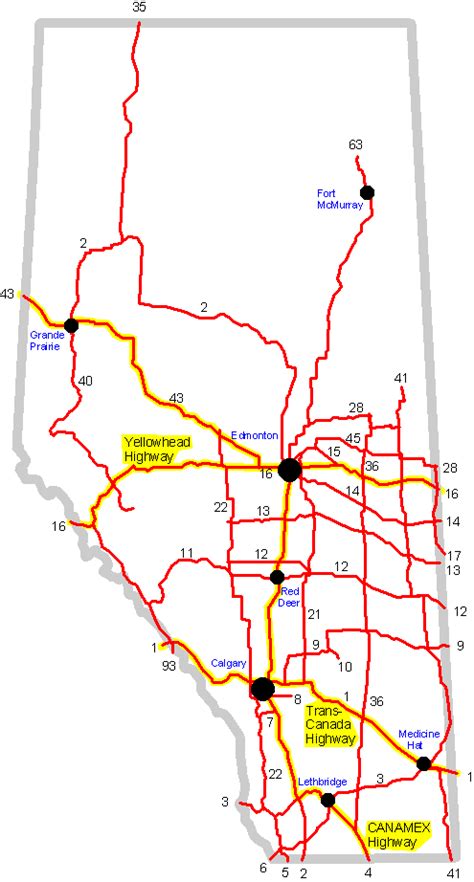 Alberta Highway Map Color 2018