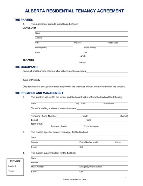 Alberta Lease Agreement Forms Printable Printable Form Templates And