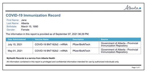 Alberta Offering New Card Sized Printable Covid 19 Vaccination Records