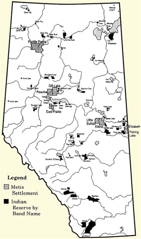 Alberta Place Names Indian Reserves And Metis Settlements Maps In Alberta