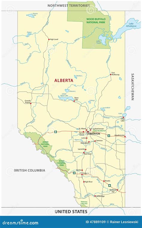 Alberta Road And National Park Map Stock Vector Illustration Of Road