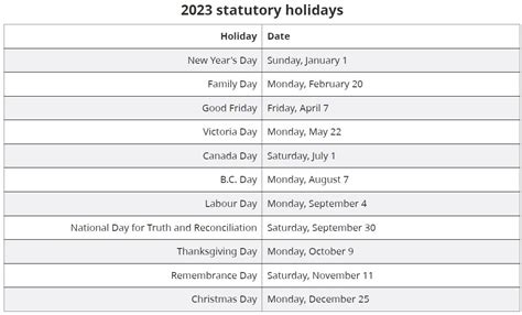 Alberta Statutory Holidays 2023