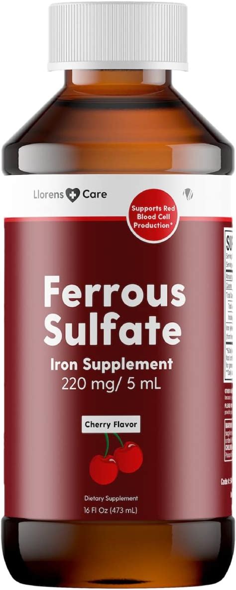 Amazon Com Ferrous Sulfate Liquid Iron Supplement For Adults By