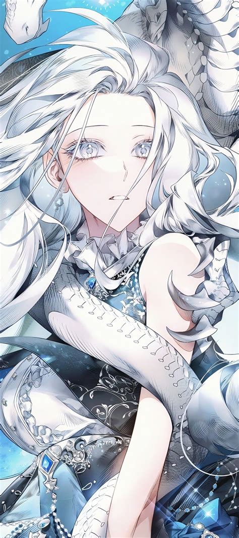 An Anime Character With White Hair And Blue Eyes Holding A Dragon In