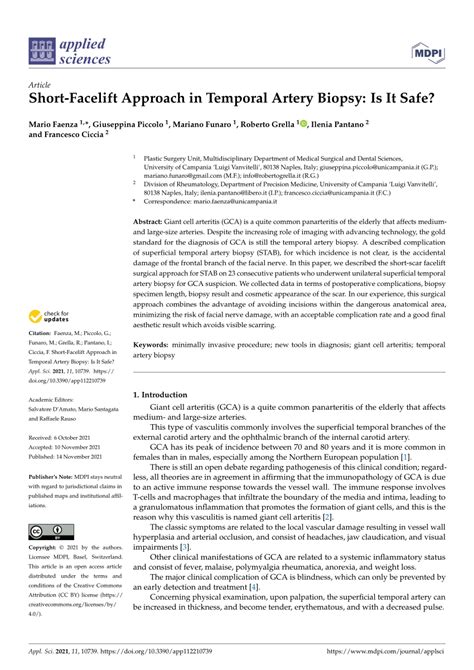 Applied Sciences Free Full Text Short Facelift Approach In Temporal