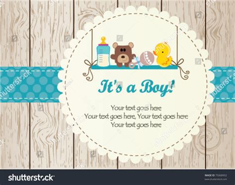 Baby Boy Arrival Announcement Card Stock Vector 75068902 Shutterstock