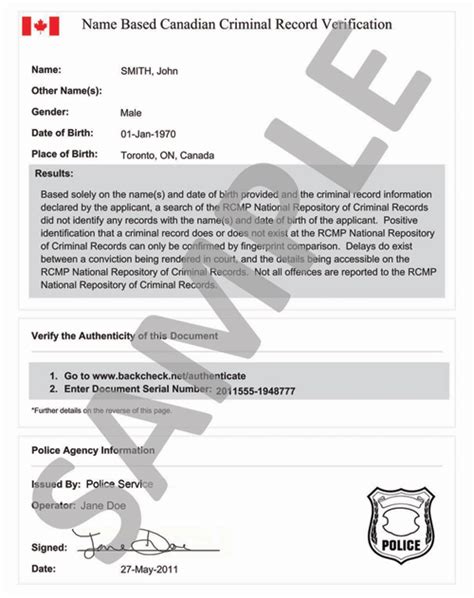 Backcheck Sample Police Certificate