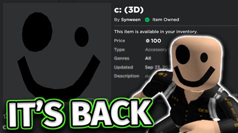 Banned Roblox Face Is Back On Sale Hacked Accessory Youtube