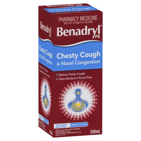 Benadryl Pe Chesty Cough Nasal Decongestant Cough Mixture 200Ml