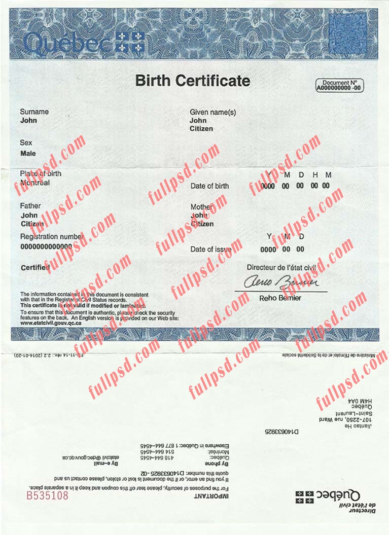 Birth Certificate In Canada