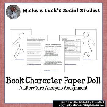 Book Character Analysis Paper Doll Assignment By Michele Luck S Social