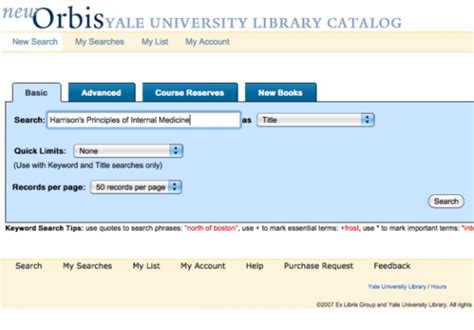 Book Title Search In Orbis Cushing Whitney Medical Library