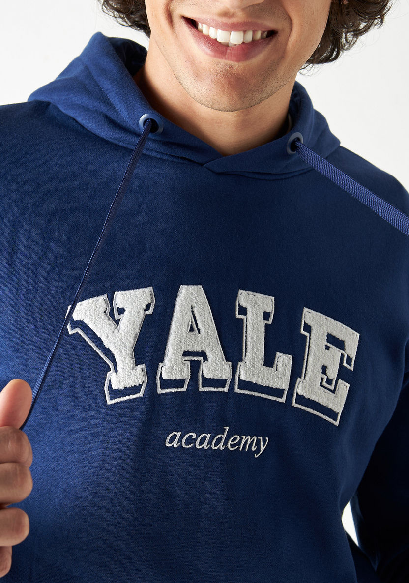 Buy Yale Applique Detail Hoodie With Kangaroo Pocket And Long Sleeves