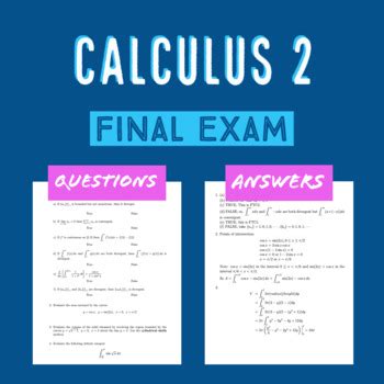 Calculus 2 Final Exam With Answers Calculus 2 Final Exam Rev