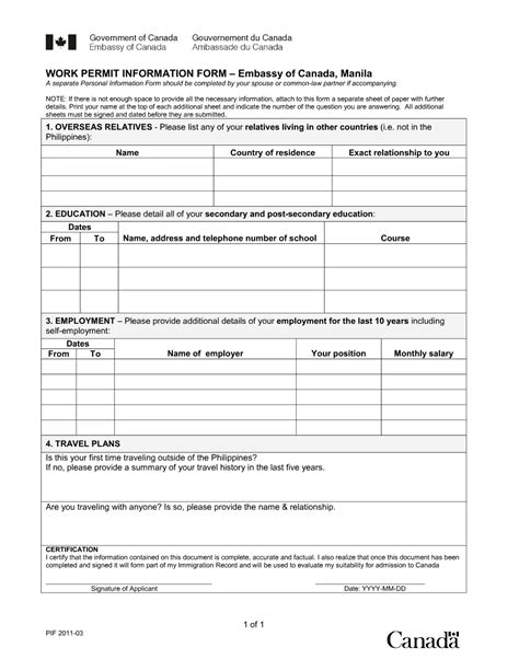 Canadian Open Work Permit Form Fill Out Printable Pdf Forms Online