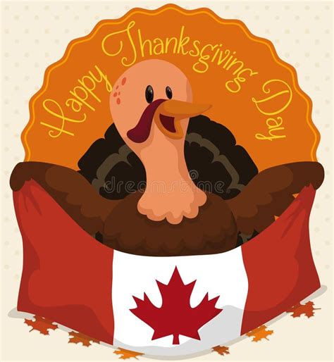 Canadian Turkey Ready To Celebrate Thanksgiving Vector Illustration