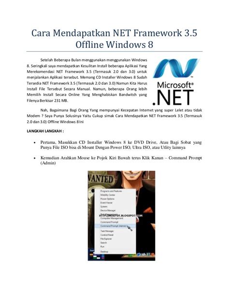 Cara Mendapatkan Net Framework 3 5 Offline Windows 8