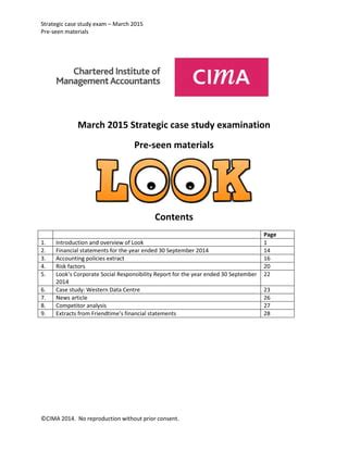 Cima Strategic Case Study March Preseen Look Pdf