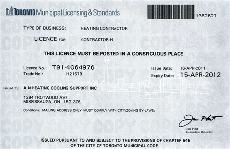 City Of Toronto License