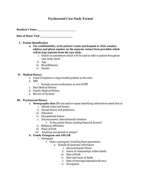 Clinical Case Study Format