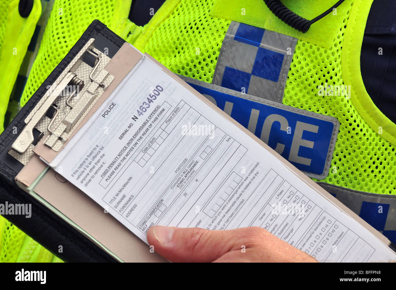 Close Up Of Traffic Police Penalty Ticket Form Britain Uk Stock Photo