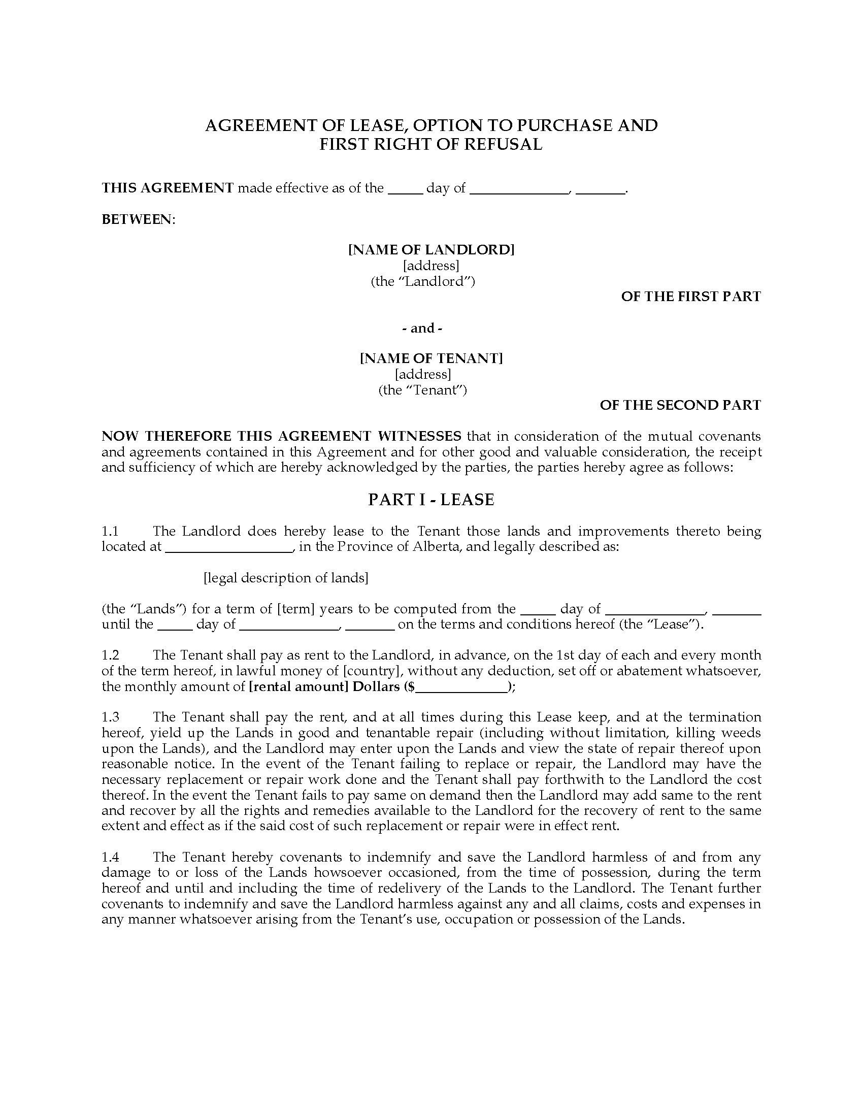 Commercial Lease Agreement Alberta Template Hq Template Rental