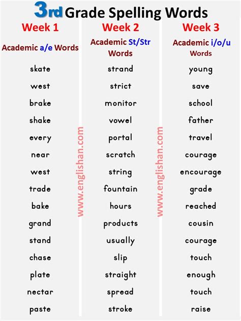 Common 3Rd Grade Vocabulary Words