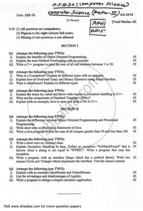 Computer Science 2 C And Java Programming 2014 2015 B Sc Computer